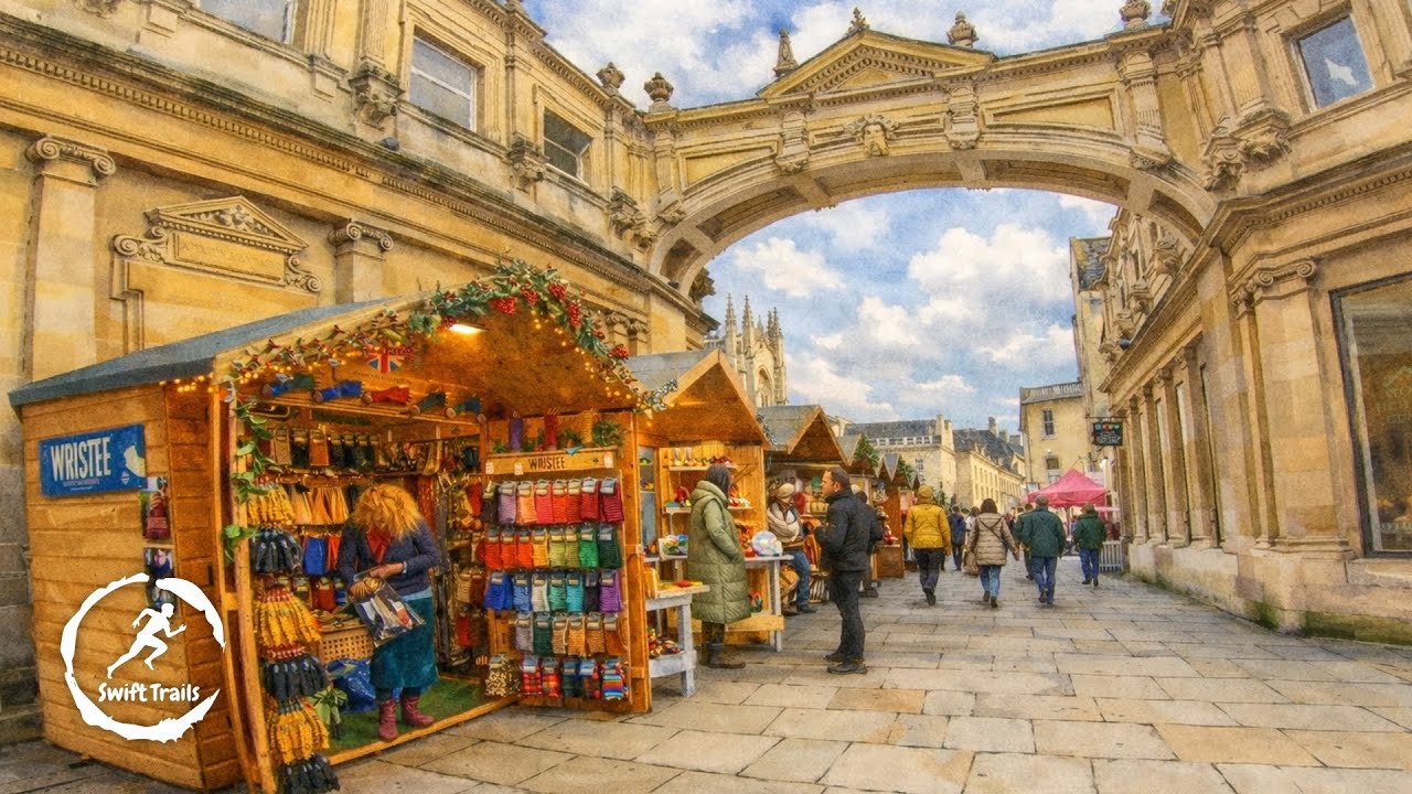 Virtual Run | Bath Christmas Market, England | Treadmill Running Scenery