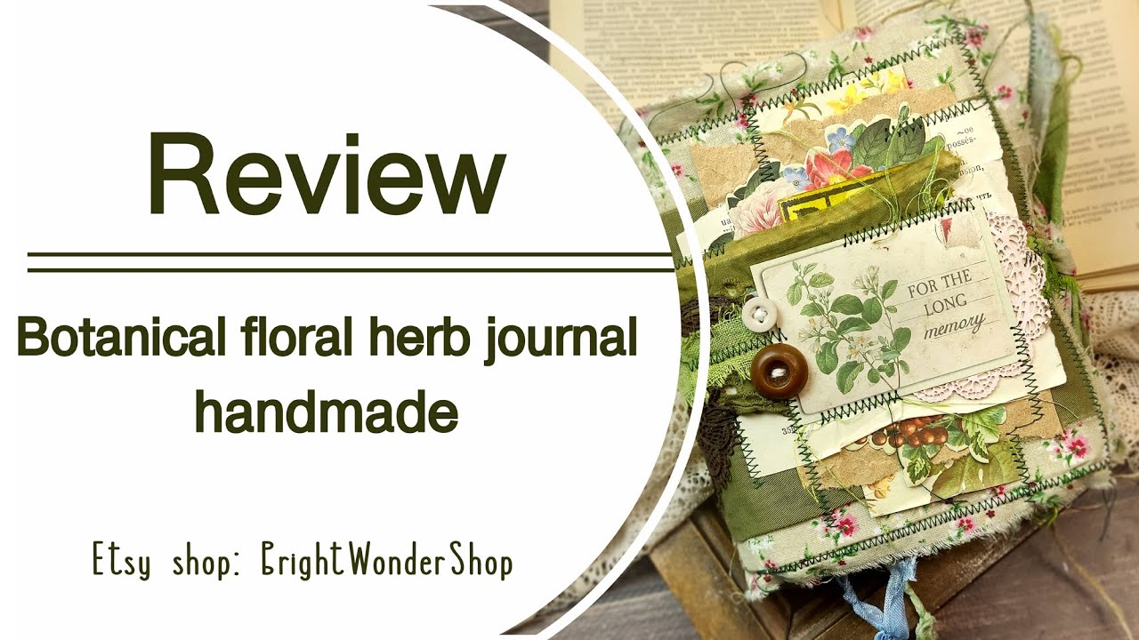 Botanical floral herb journal, Junk journal handmade book Kit, unique wedding album, travel journal