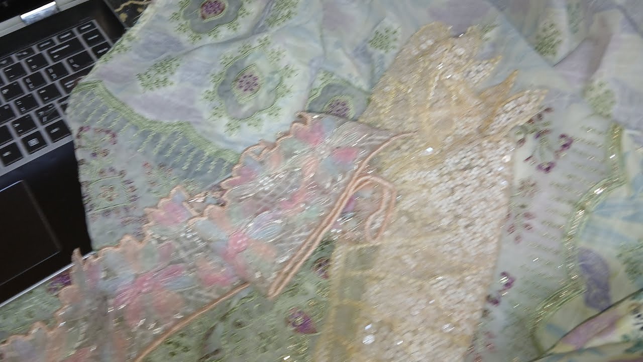 Heavy Embroidered Shirt Cutting & Setting Live | Organza & Pearl Patch Work | Stitch by Meemona