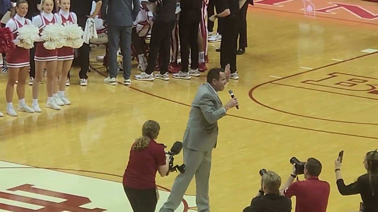 Curt Cignetti Fires Up the Crowd at Simon Skjodt Assembly Hall After Being Introduced