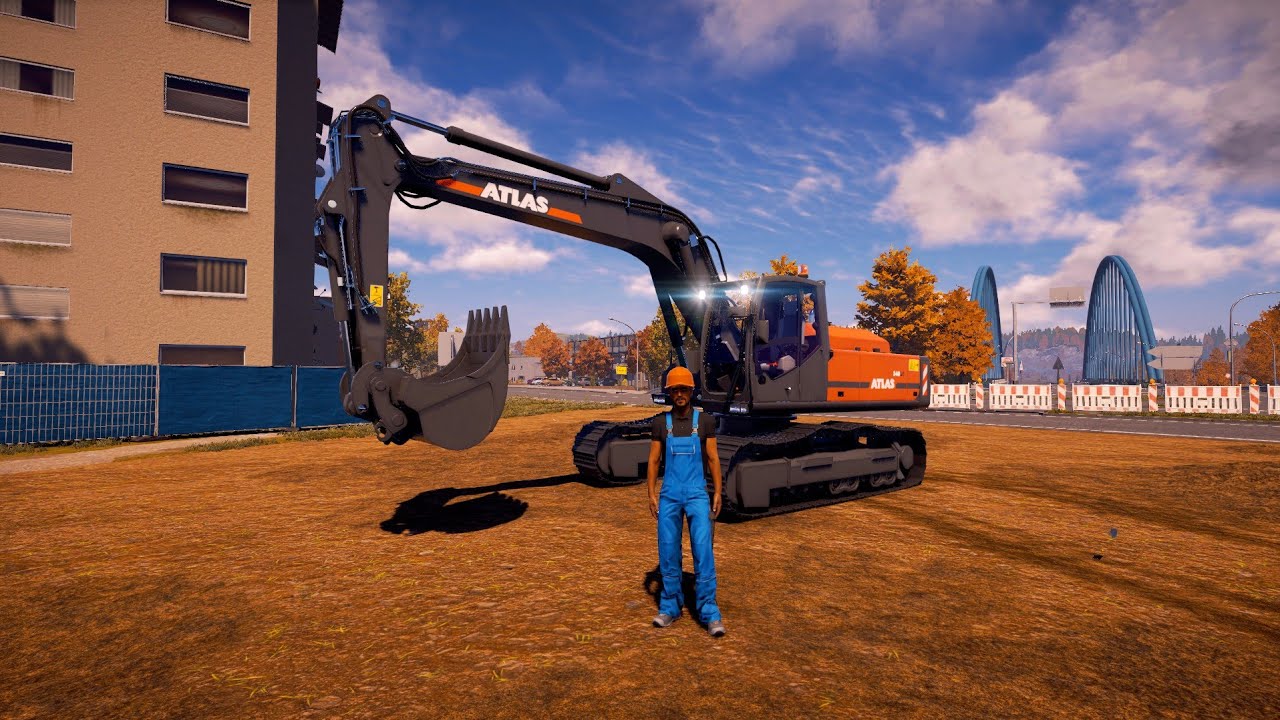 Construction Simulator ATLAS 340LC: вид с экскаватора | Thrustmaster Farmstick #dkgc #excavator