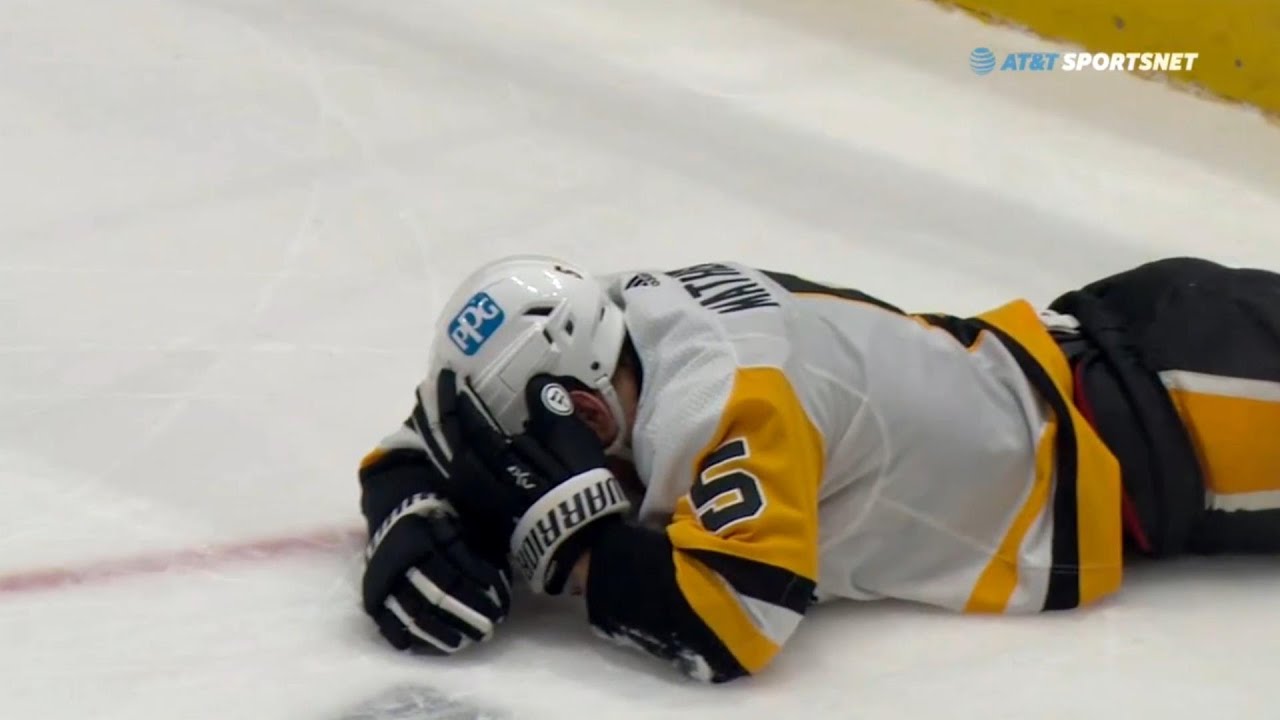 Tristan Jarry's Clearing Attempt Sends Mike Matheson To The Locker Room