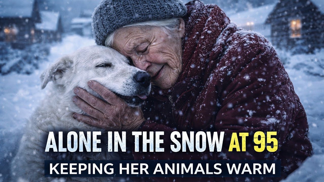 A 71-year-old woman surviving in snow, living with animals