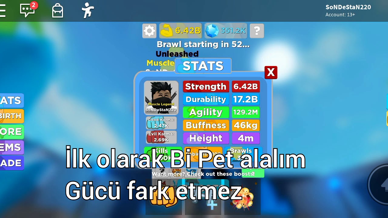 Roblox Muscle legends Pet Bugu nasıl yapılır? (SoNDeStaN220) 6B Strength 💪