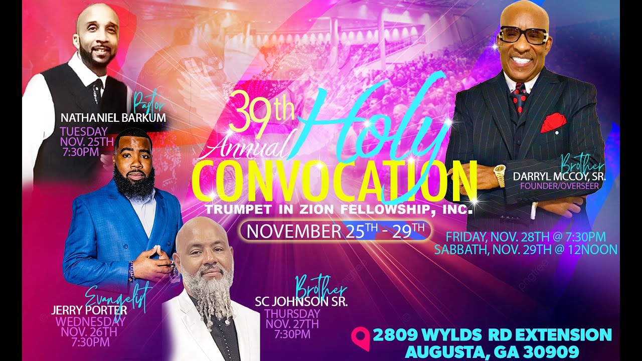 ПРИГОТОВЬТЕСЬ к 39-му ежегодному Священному собранию с Trumpet In Zion Fellowship, Inc.