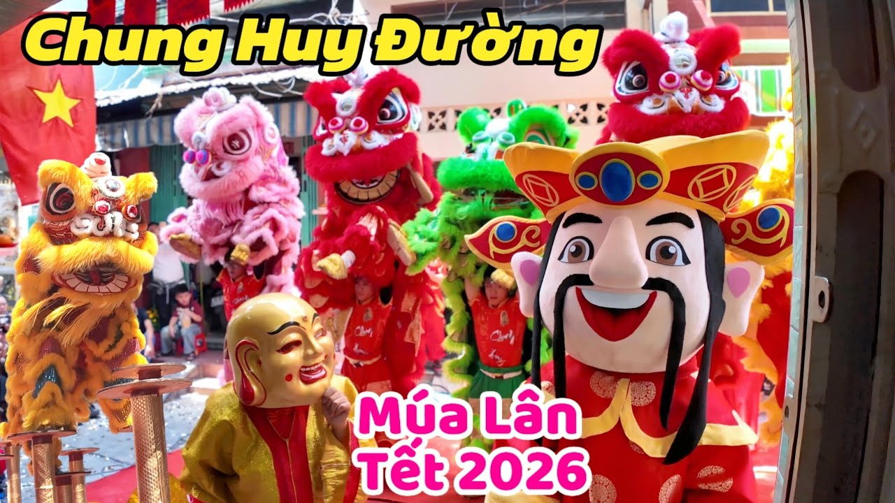 Múa lân mùng 2 tết Chung Huy Đường full video cực hay/Múa lân ông địa quá vui tết 2026