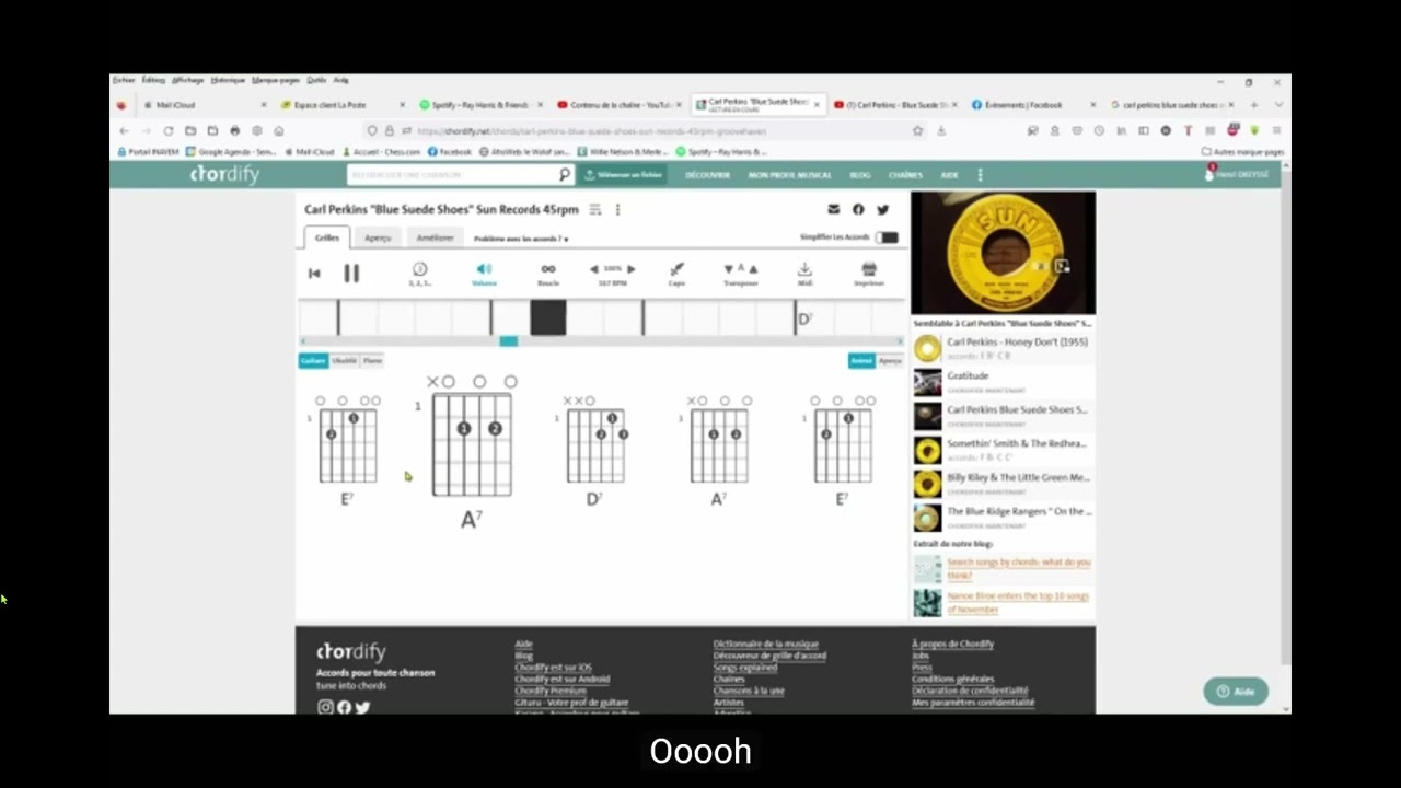 37-Carl Perkins Blue Suede Shoes Sun Records 45rpm1956 Accords Chordify & Lyrics YouTube Studio