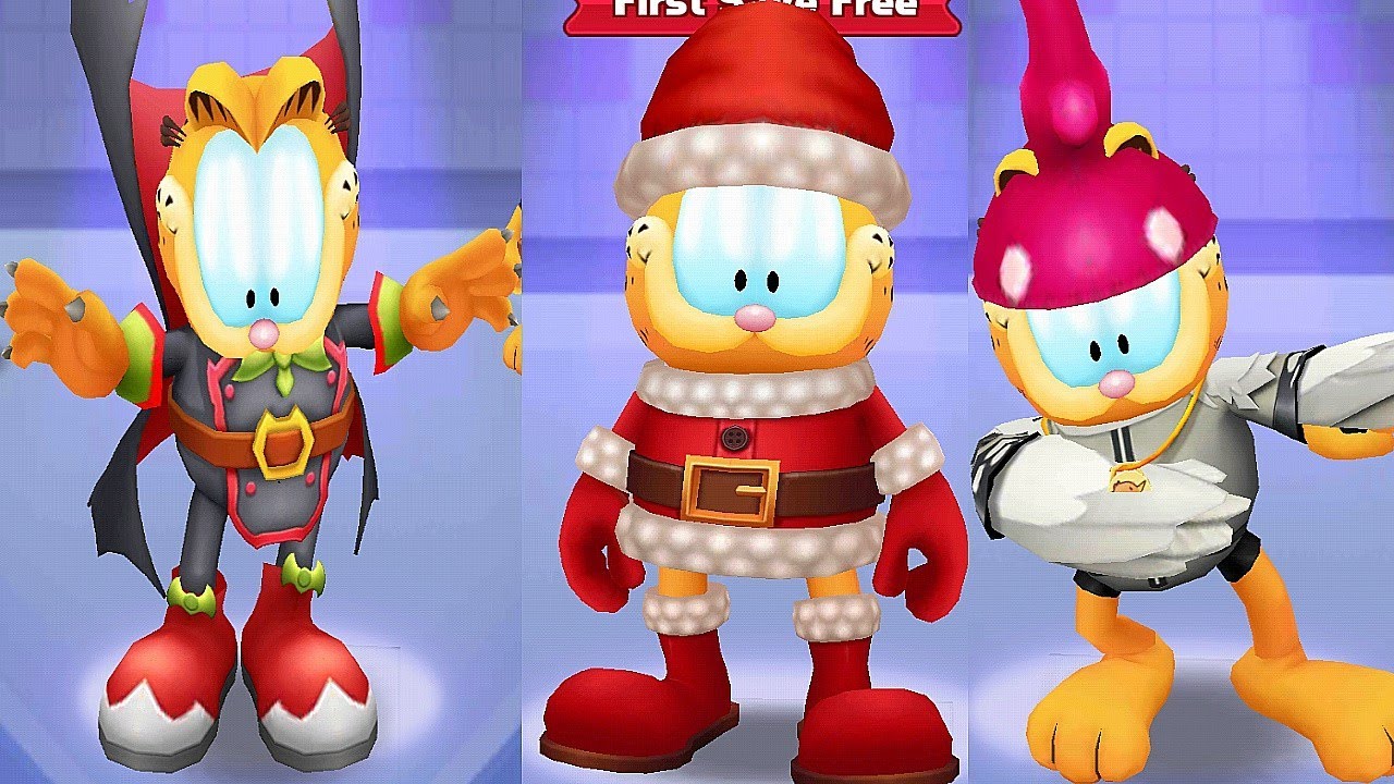 Garfield Rush Vampire vs Santa Garfield vs Iron Cock Unlocked Gameplay Android ios