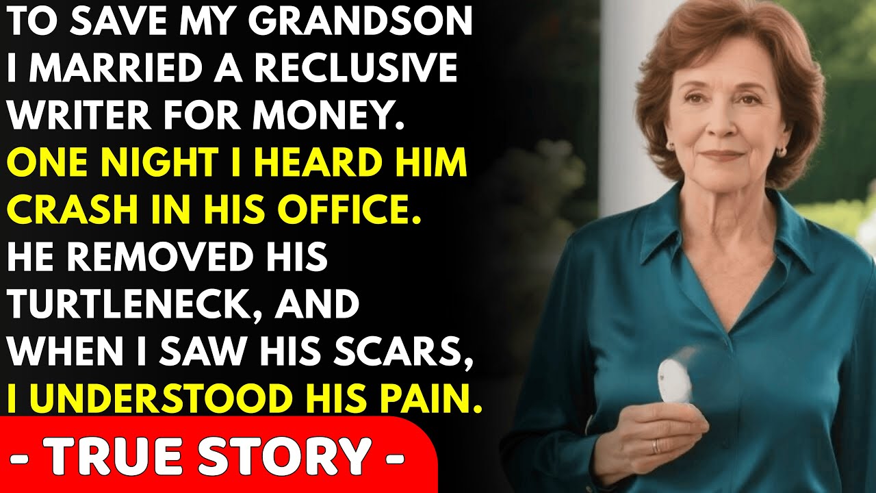 When the reclusive writer I married to save my grandson removed his turtleneck, I understood his...