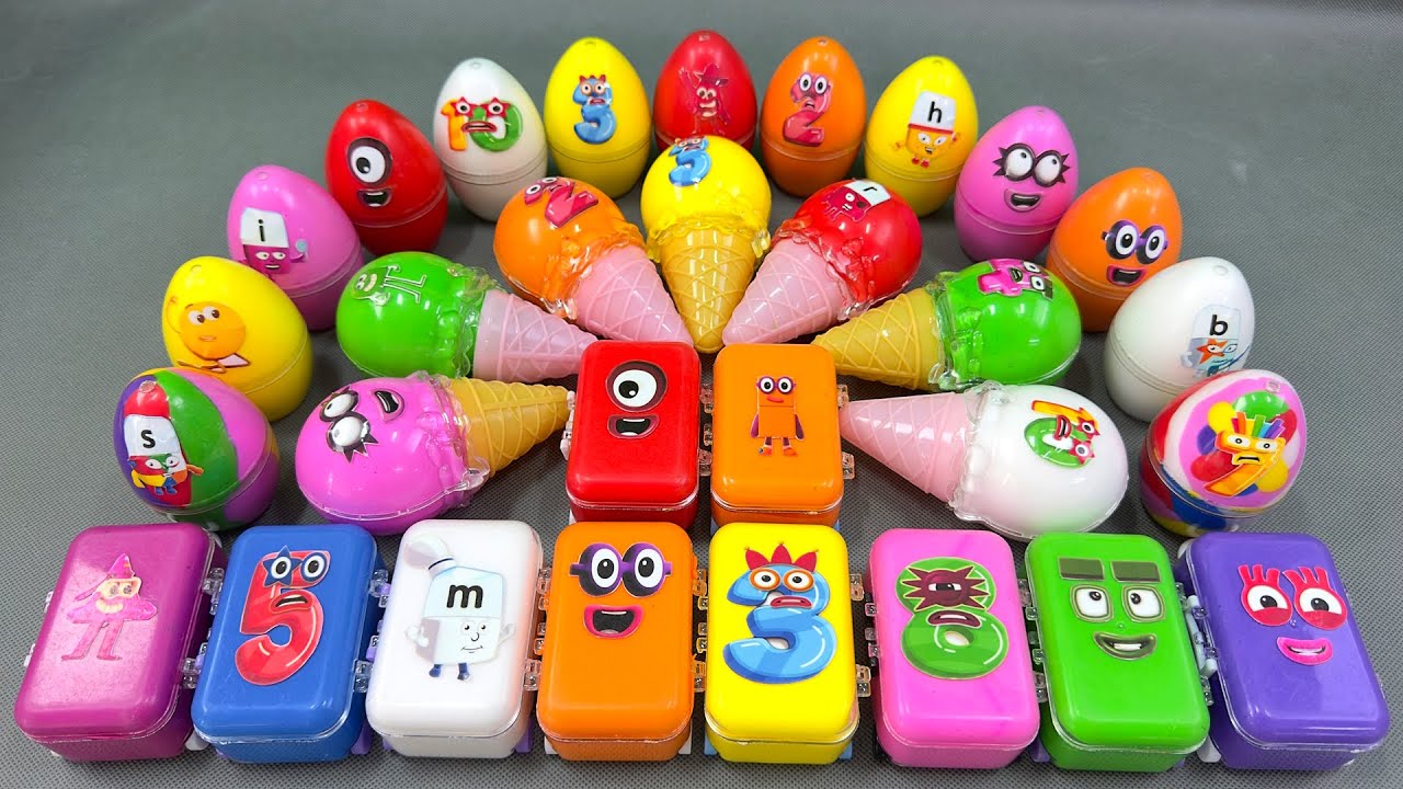 Picking Numberblocks, Alphablocks from Soft Rainbow Slime ASMR