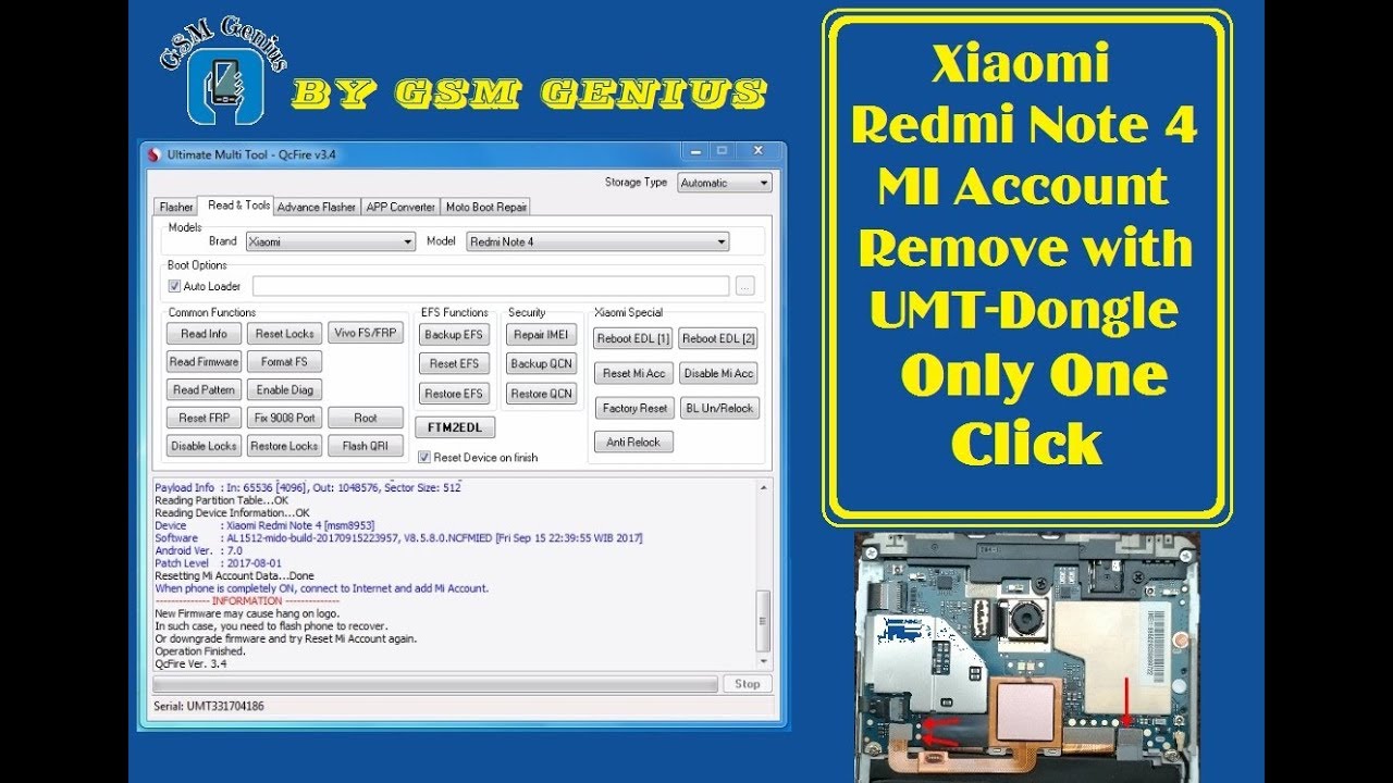 Xiaomi Redmi Note 4 MI Account Remove Bypass Mi Account