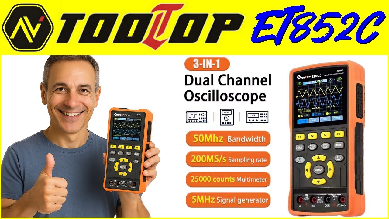 Test oscilloscope 2*50 Mhz multimètre générateur de fonction électronique Tooltop ET852C