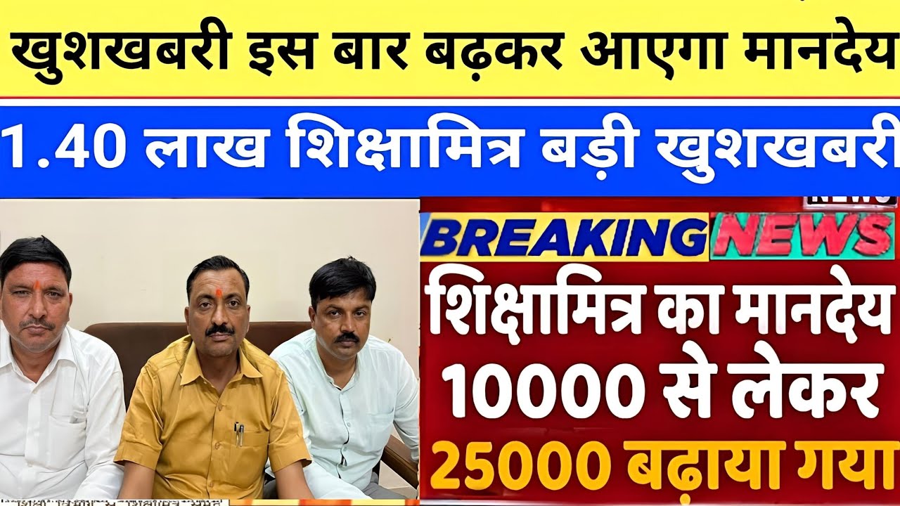 Shiksha Mitra latest news | मानदेय में हुई बढोत्तरी shikshamitra news today