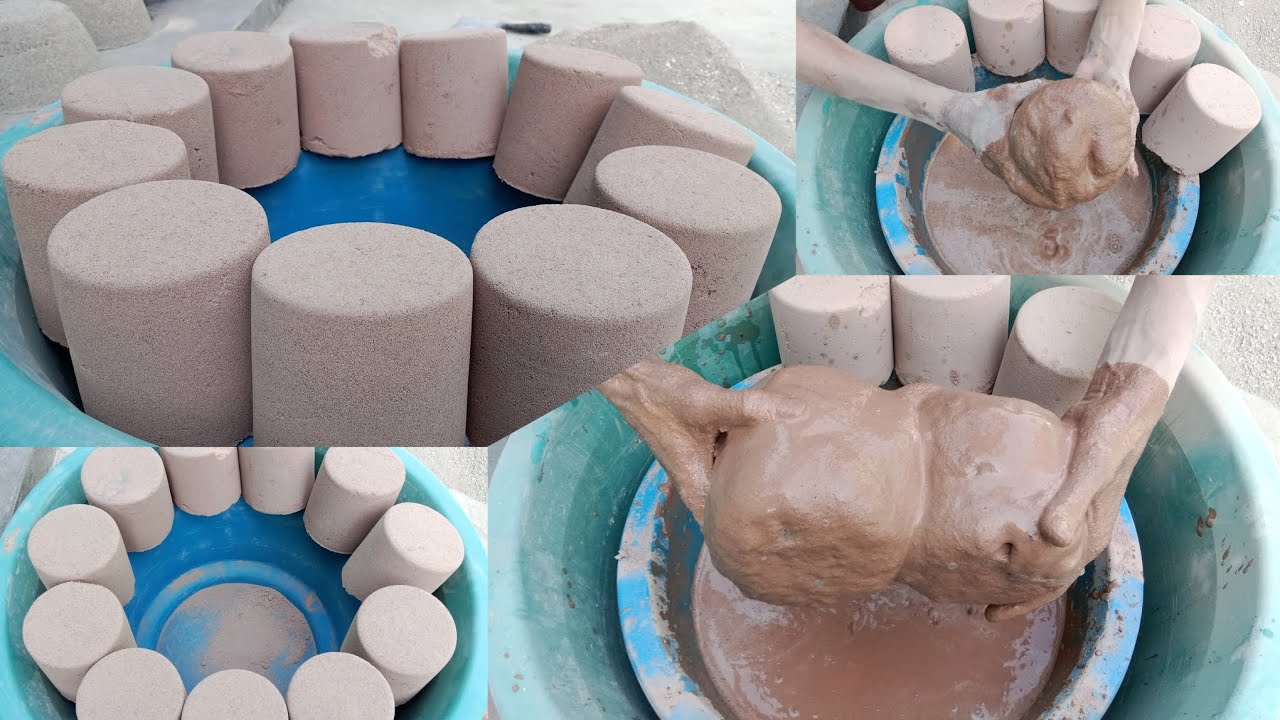 ASMR- Dust Volcano🌋🌪️Yellow bricks dirt crumbling dipping/dry/💦 | oddlysatisfying