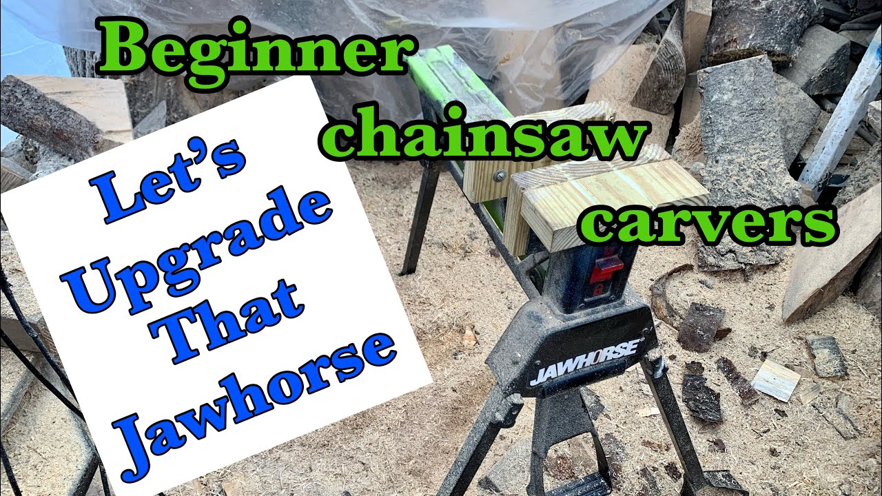 Upgrading a jawhorse for beginner chainsaw carvers . Also no jawhorse no problem.