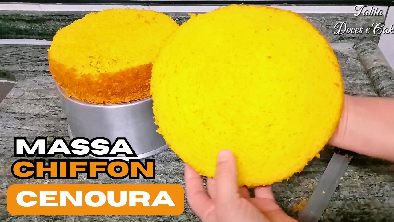 Massa Chiffon de Cenoura O segredo para um bolo perfeito na forma 20x10 cm