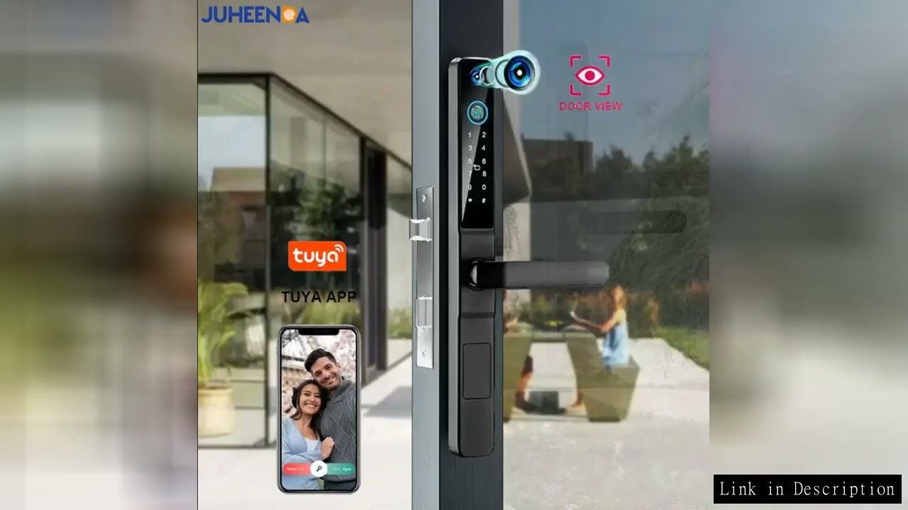 Waterproof Tuya Wifi Smart Lock Camera Door View Fingerprint Card Password Keyless Outdoor Sliding A