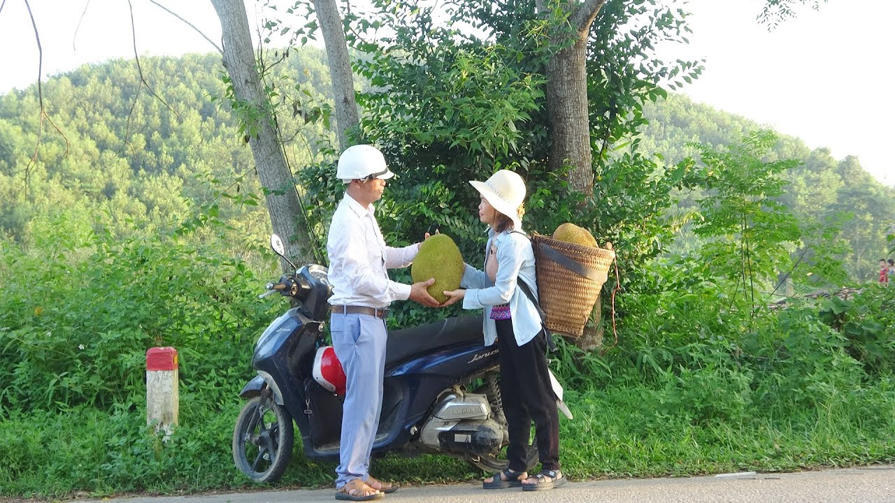 Poor Evicted Single Mother gets help from kind CEO: Harvest Jackfruit go to market sell