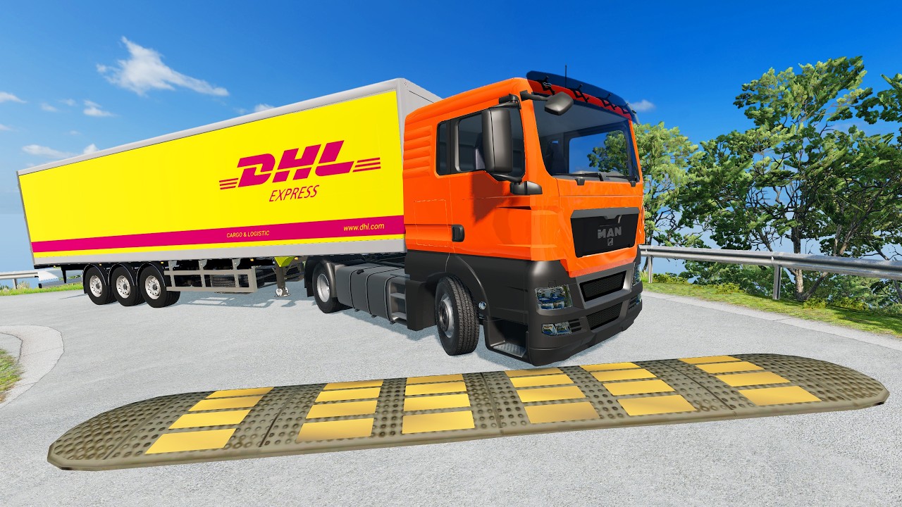 BUS And TRUCKS Vs SPEED BUMPS - BeamNG.Drive