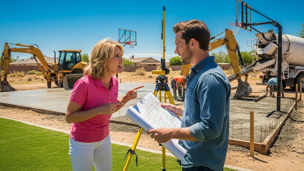 HOA Poured A Basketball Court On My Property Line, Surveyor Proved It's All Mine Now