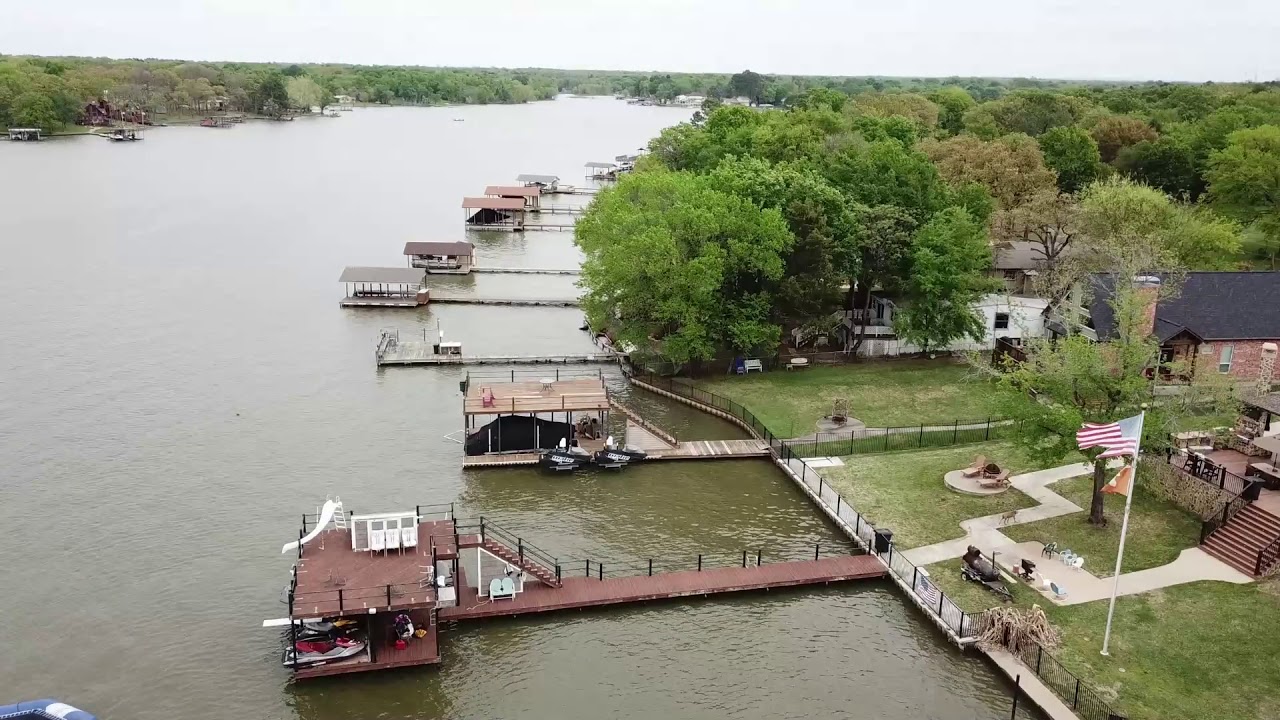 Drone flying over Cedar Creek Lake, Mabank, Texas on Easter 2018