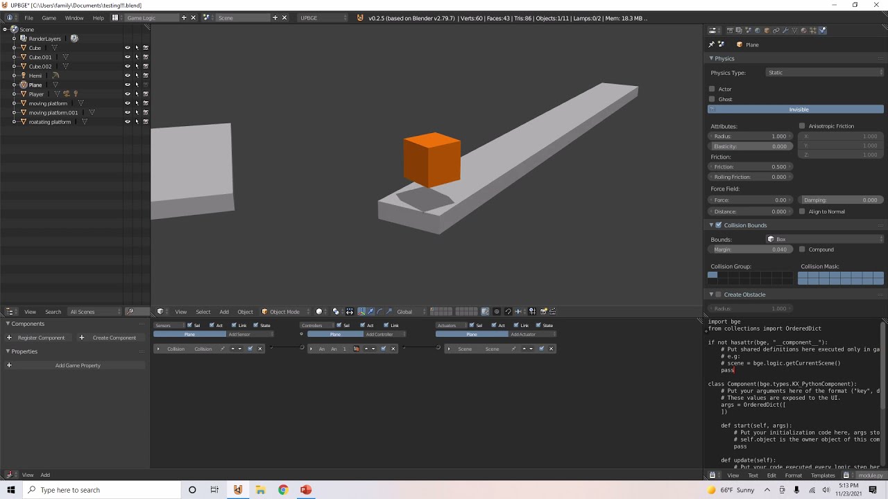 Moving platforms for Dynamics UPBGE