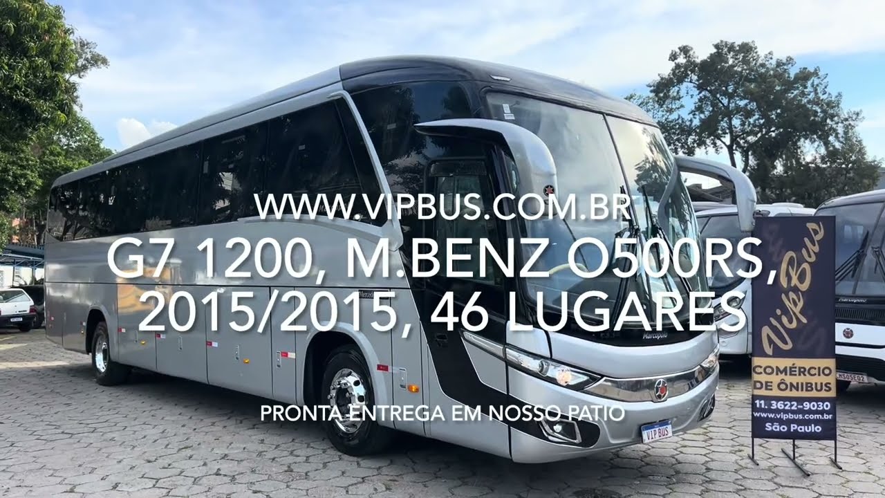 G7 1200, M. Benz O500RS, 2015/2015, 46 lugares, completo. R$550.000,00. Vip Bus 
