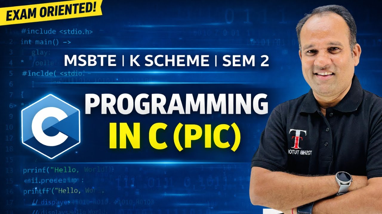 Introduction to Programming in C Diploma 2nd Sem | PIC | MSBTE | Toshib Tutorials