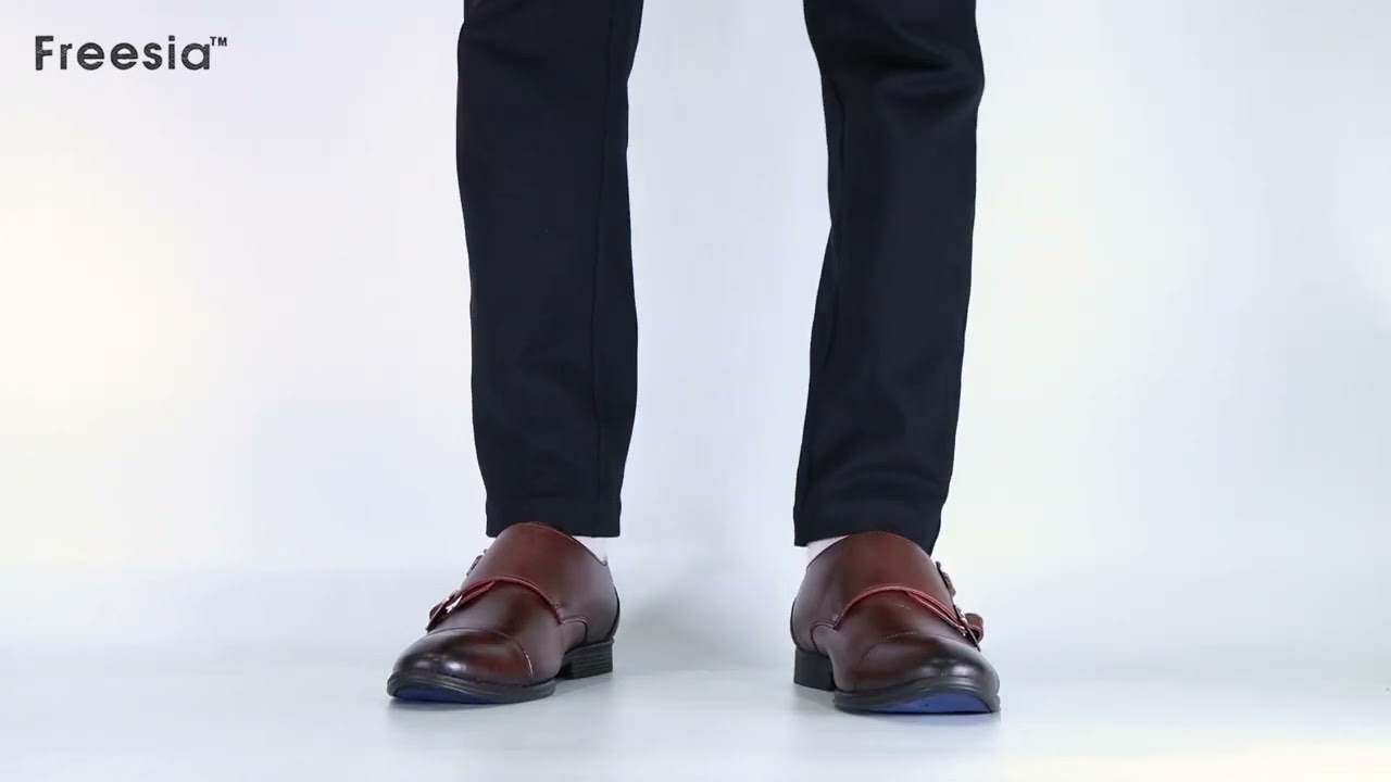 Freesia Men's Genuine Leather Monk Strap Formal Shoes #freesia #formalshoes