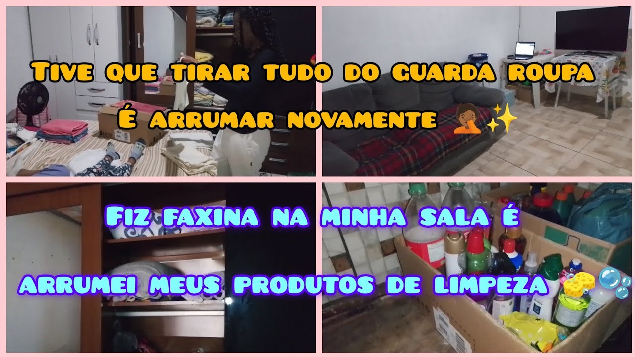 Tive que arrumar o guarda roupa novamente 🤦🏾✨| fiz uma pequena faxina na sala🧽🫧