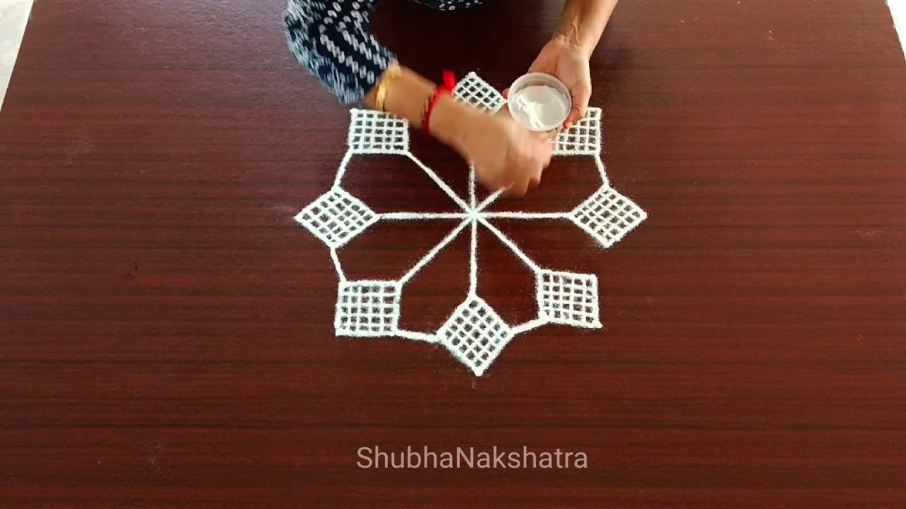 Easy Rangoli design🌹641🌹எளிதான அழகான கோலம்🌹ಸುಲಭವಾಗಿ ಬಿಡಿಸಬಹುದಾದ ಸುಂದರವಾದ ರಂಗೋಲಿ