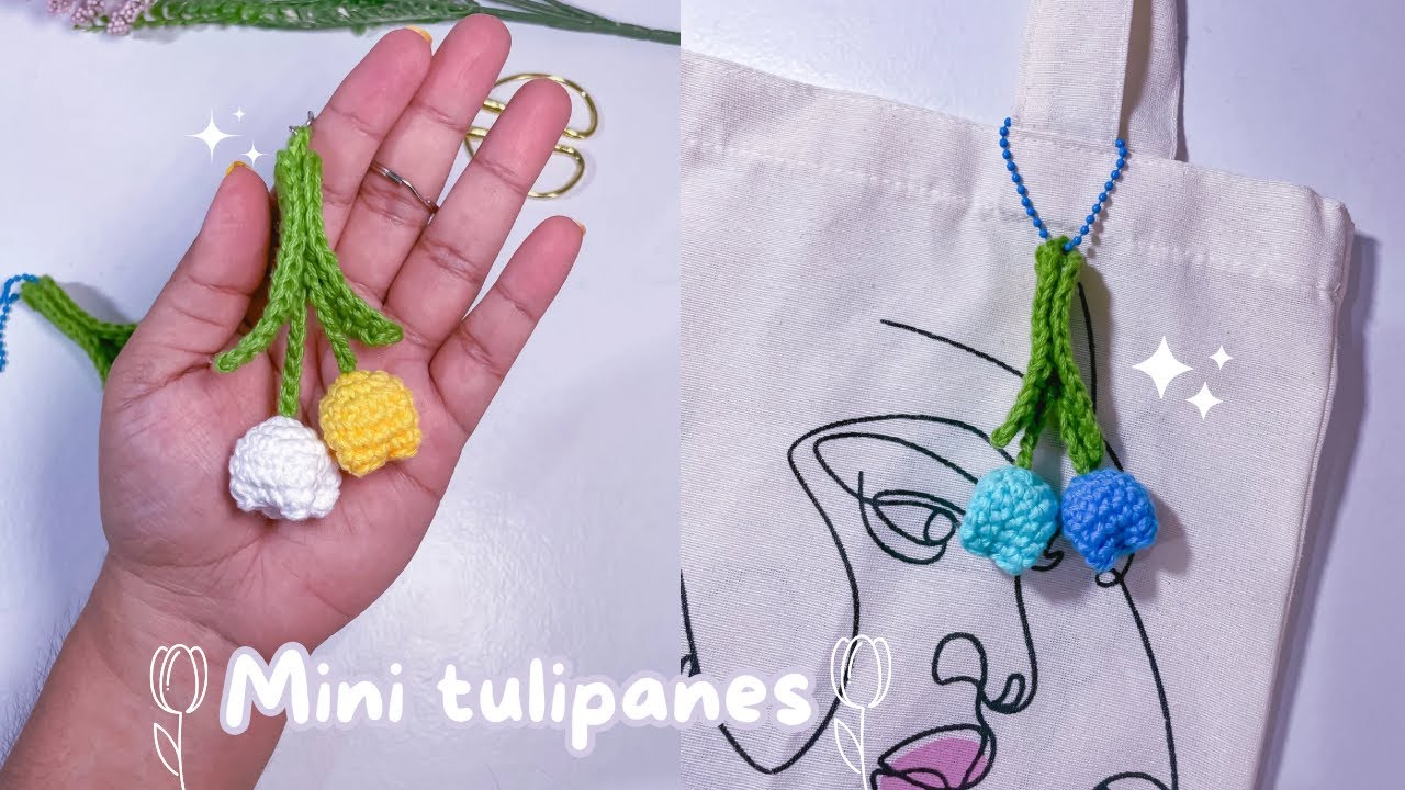 Llavero de tulipanes tejido a CROCHET- Paso a paso ideal para principiantes🌷🧶