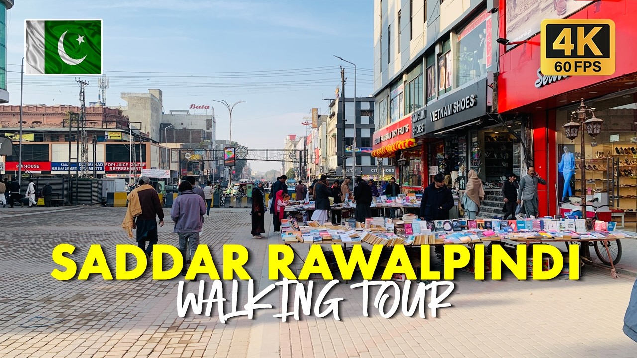 🇵🇰 Saddar Rawalpindi: Walking Tour of Shops, Restaurants, and Food Street in 4K