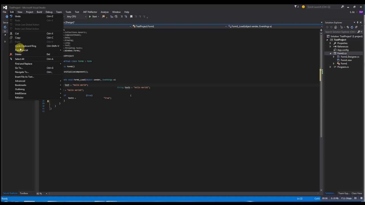 Visual Studio 2015 : How to auto format code