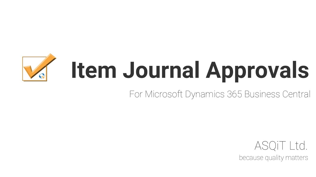 Item Journal Approvals - Demo