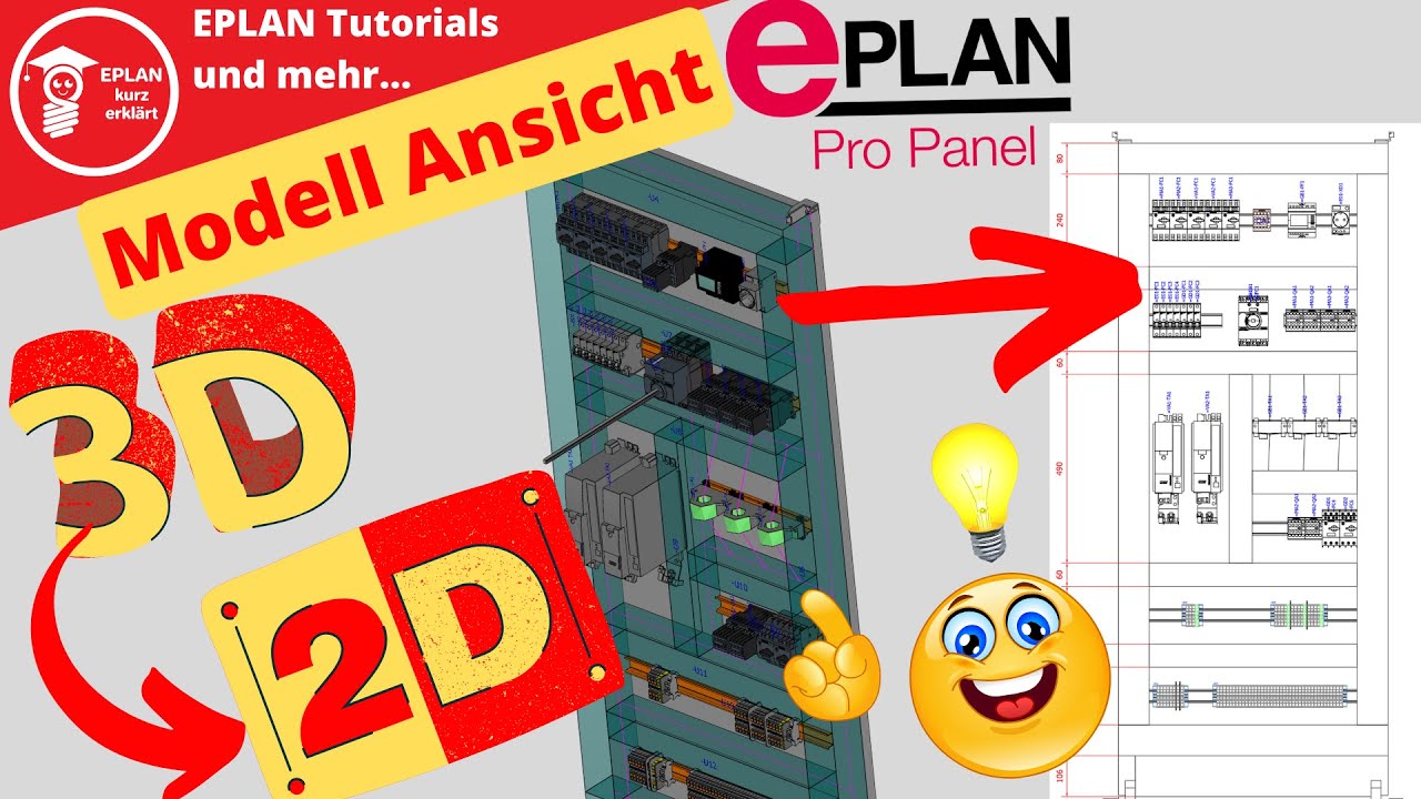 2D Modell-Ansicht in EPLAN manuell erstellen, Bemaßung einfügen, Schaltschranklegende einfügen.