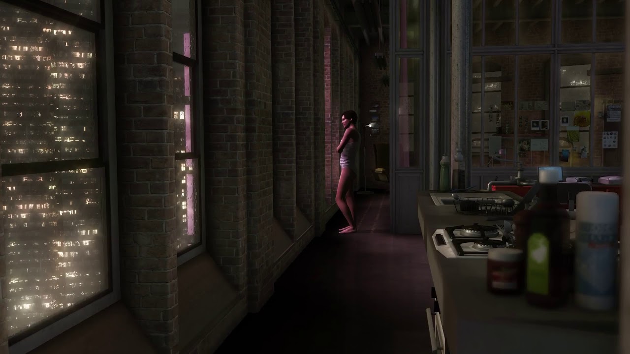 Video Game Ambience Asmr - (Heavy Rain) Rainy Apartment Loft window | Relaxation/White Noise