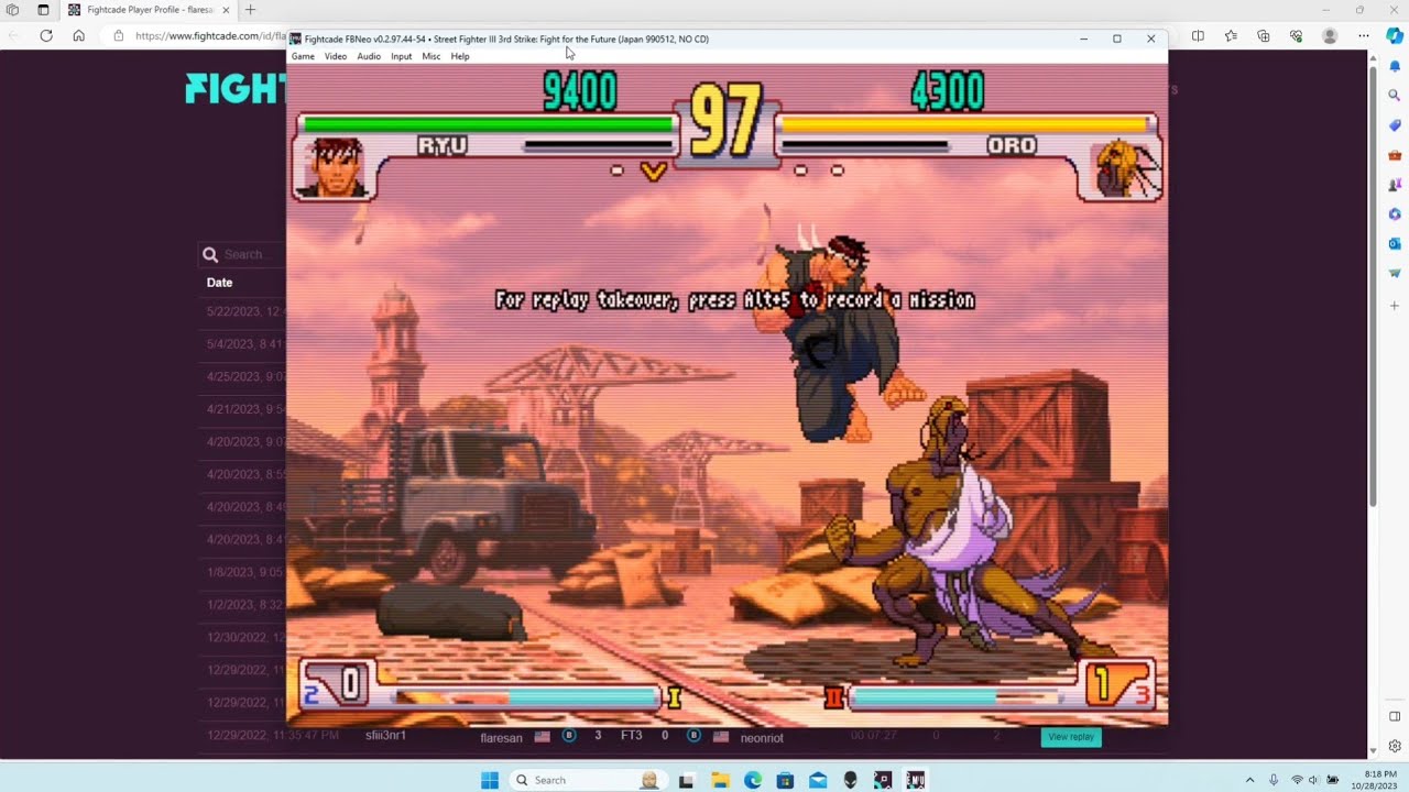 Fightcade 2 replay takeover