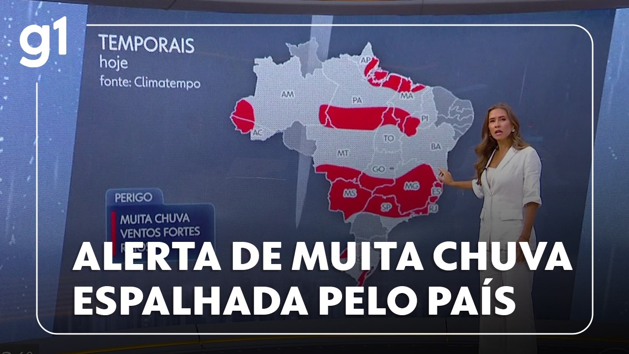 Previsão do tempo: alerta de muita chuva espalhada pelo Brasil