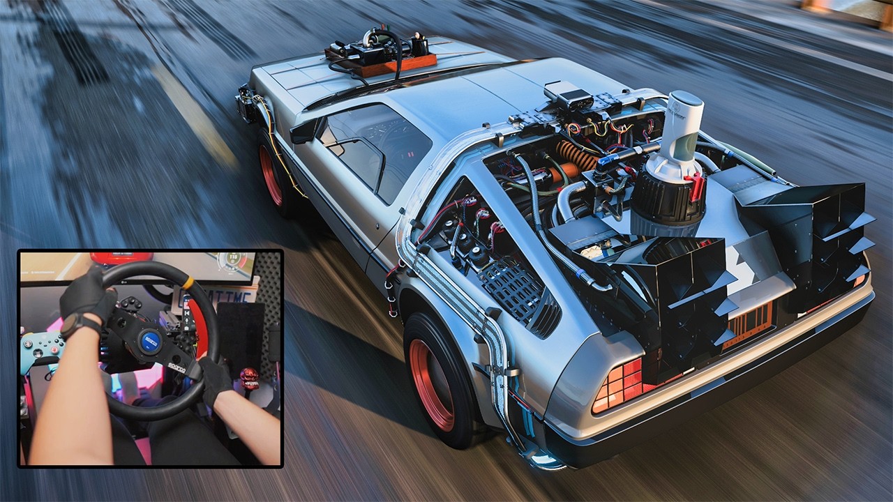 Back to the Future Delorian Time Machine : FORZA HORIZON 5 on steering wheel