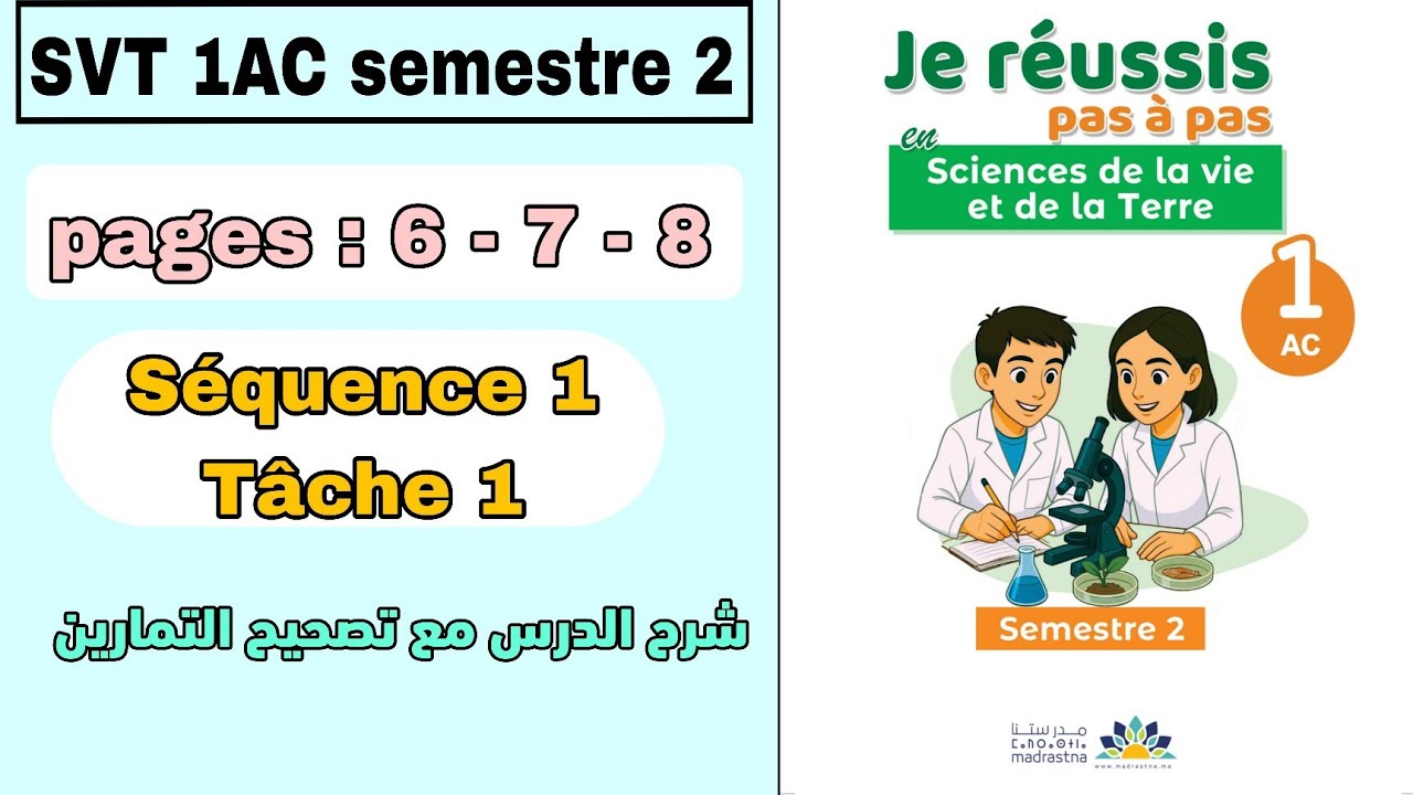 SVT 1AC | semestre 1 Tâche 1 | pages : 6 - 7 - 8 