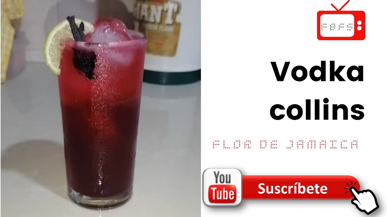 VODKA COLLINS: Cóctel con Flor de Jamaica