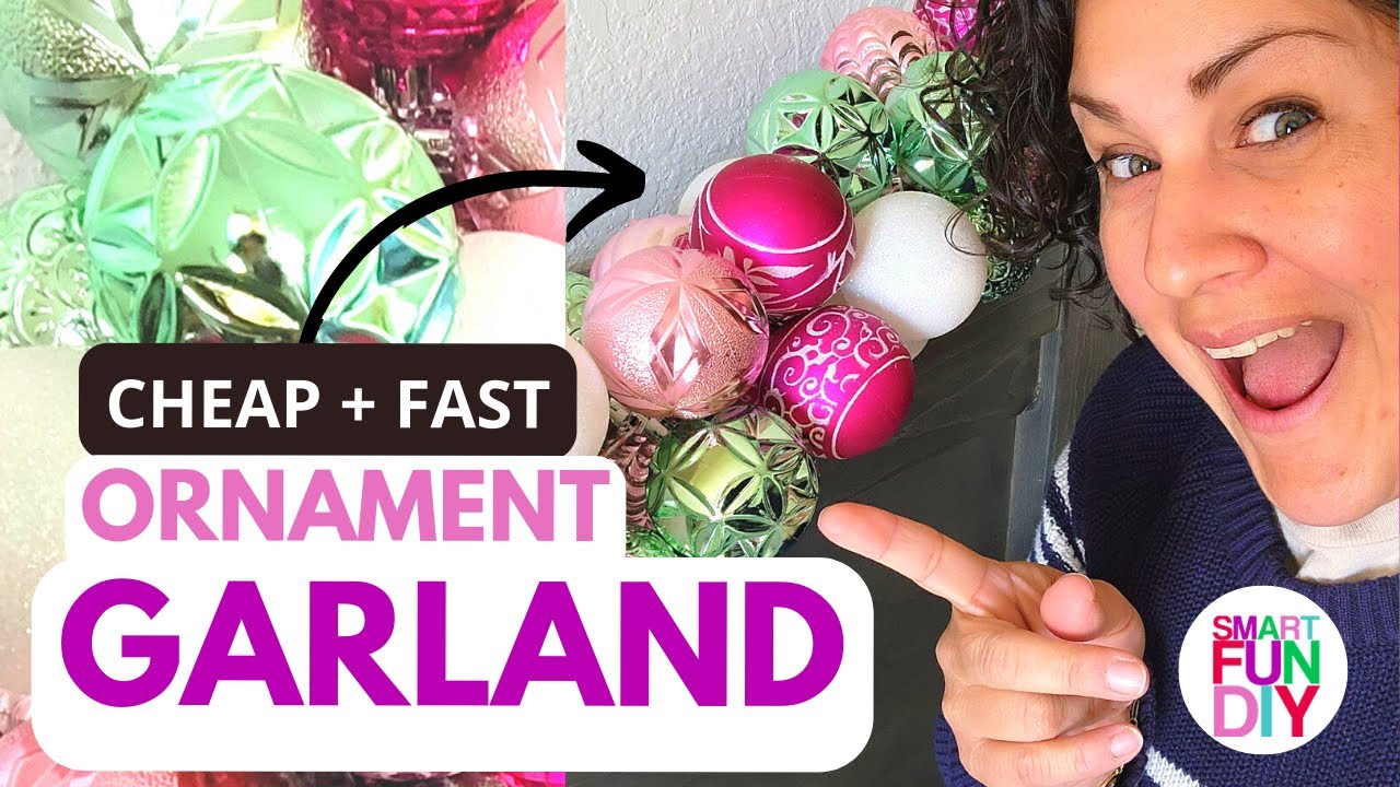 How to make a CHUNKY Ball Ornament Garland the EASY way! + where to find Christmas Ornaments CHEAP 🎁