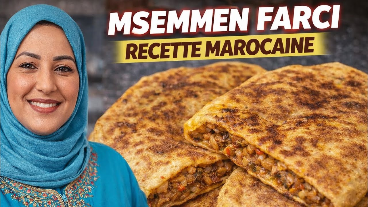 Msemmen feuilleté farci.