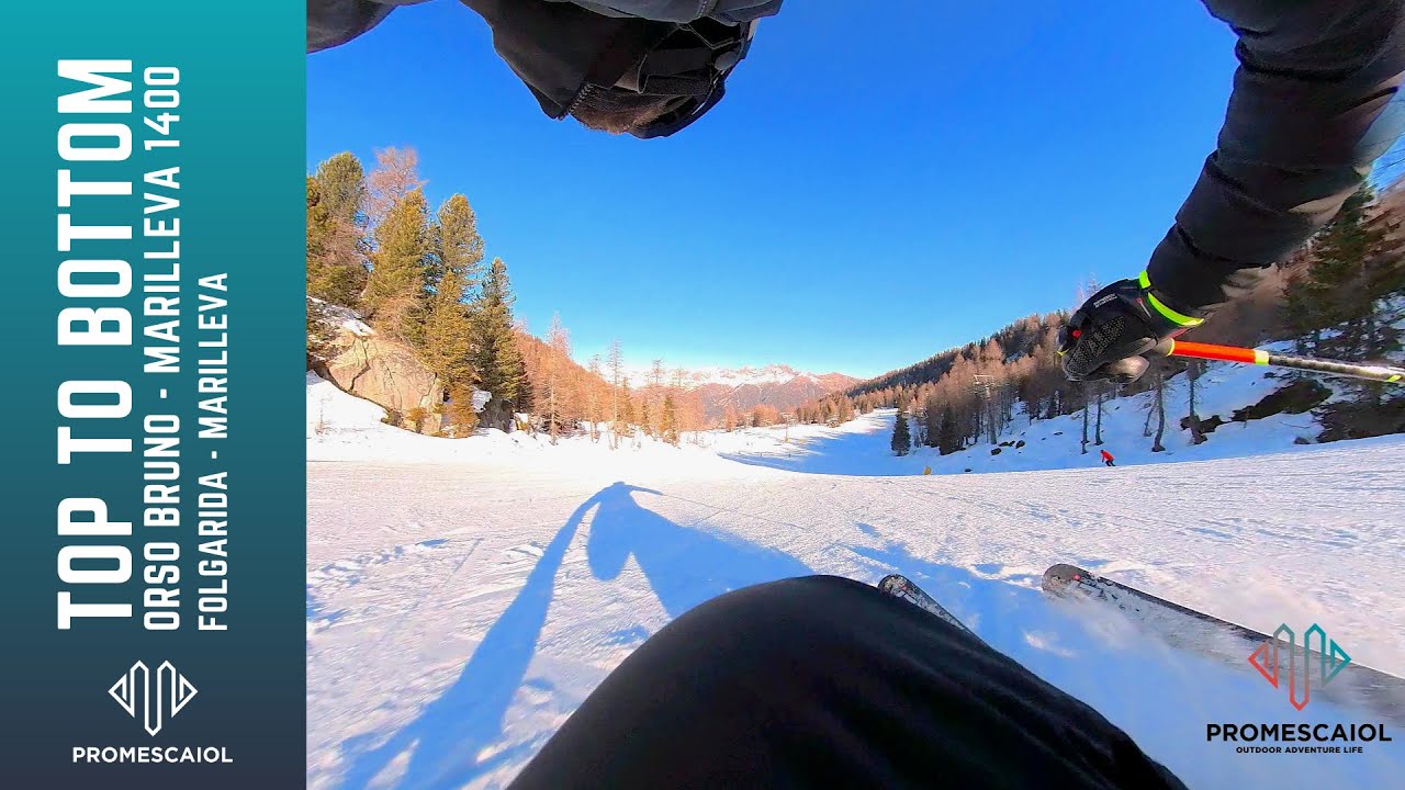 Top to Bottom, Skiing in Folgarida Marilleva - Skiarea MADONNA DI CAMPIGLIO pov HD