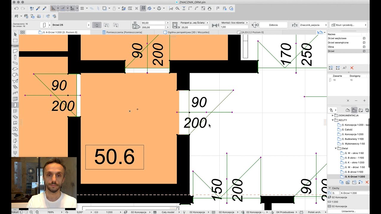 Biblioteka Multibim - Jak używać znacznika okien i drzwi w Archicadzie.