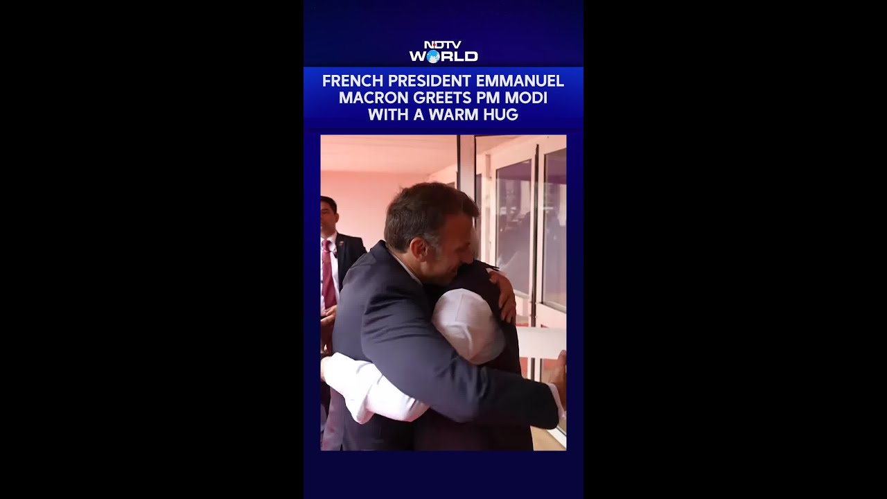 Modi Macron Hug | French President Emmanuel Macron Greets PM Modi With A Warm Hug