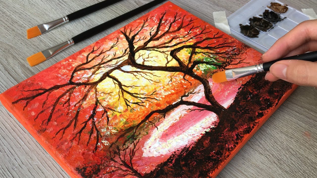 Cómo Pintar un árbol fluorescente con puntos de Pintura Acrílica / Paso a paso MUY FACIL!!!