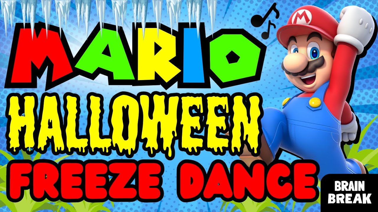 HALLOWEEN FREEZE DANCE MARIO 🎃 BRAIN BREAK 🎃 GAMES FOR KIDS