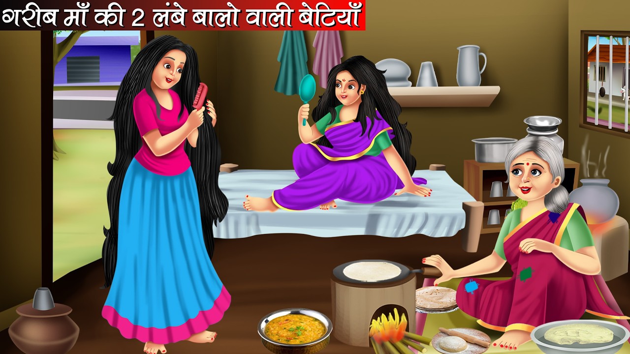 गरीब माँ की दो लम्बे बाल वाली बेटियाँ | Hindi Kahani | Moral Stories | Bedtime Stories | Cartoon